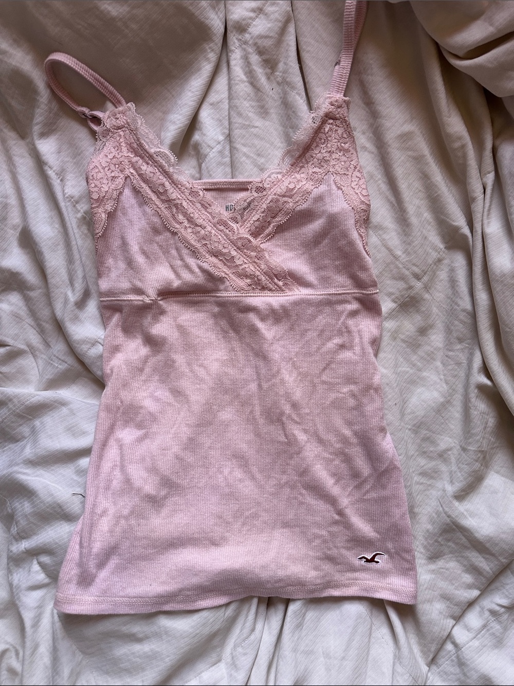 Hollister Light Pink Lace-Trim Cami